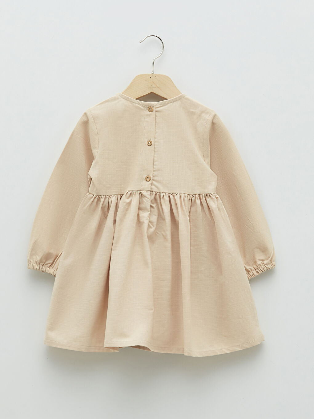 فستان للبنات حديثي الولادة بياقة دائرية وكم طويل-1