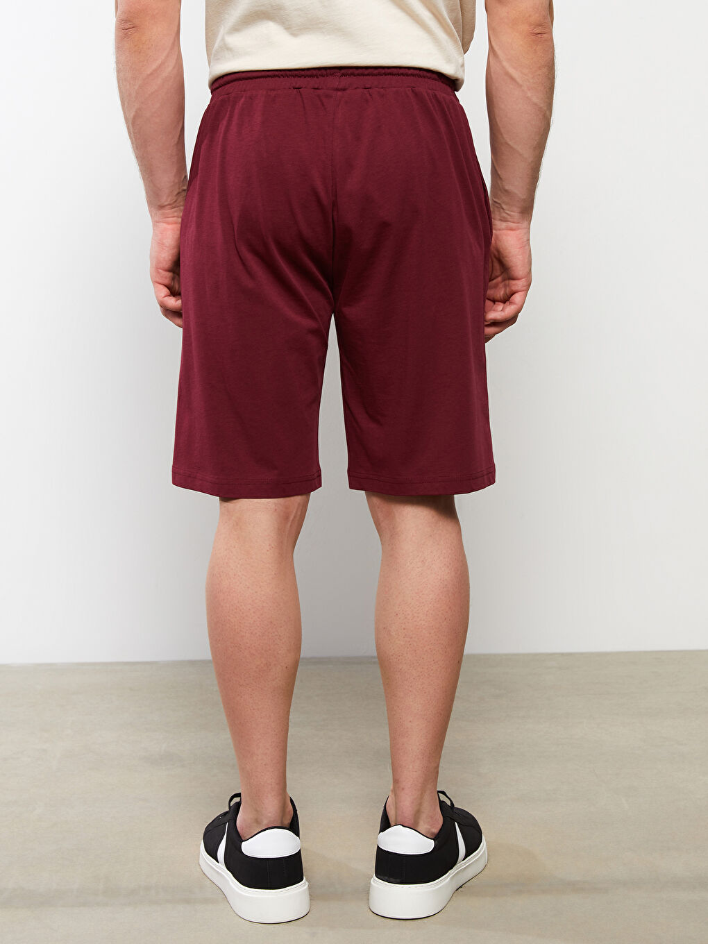 Ерлерге арналған стандартты өрнексіз трикотаж шолақ шалбар-5