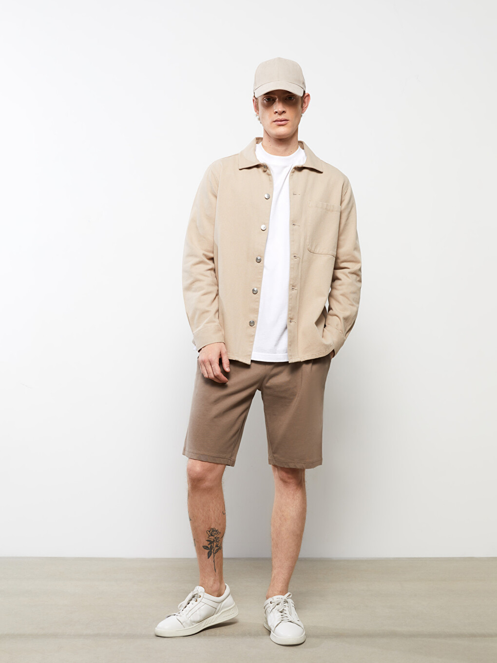 Pantaloni Scurți Tricotati Cu Model Standard Pentru Bărbați