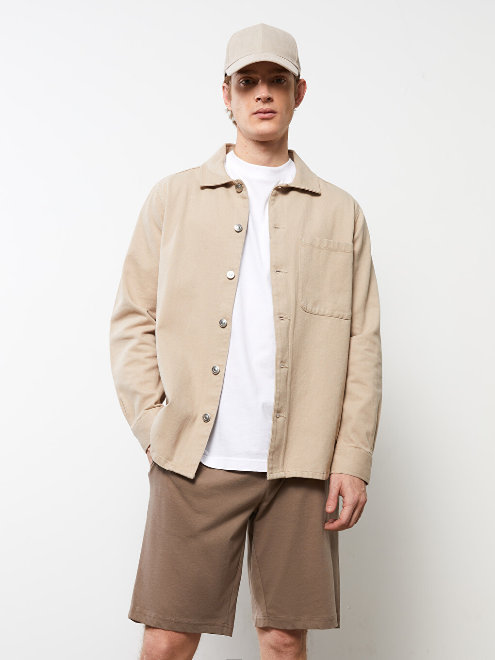 Pantaloni Scurți Tricotati Cu Model Standard Pentru Bărbați-1
