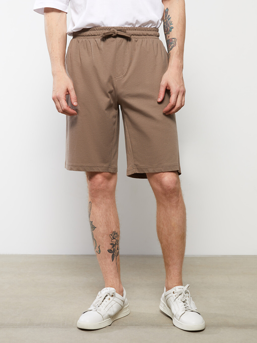 Pantaloni Scurți Tricotati Cu Model Standard Pentru Bărbați-3