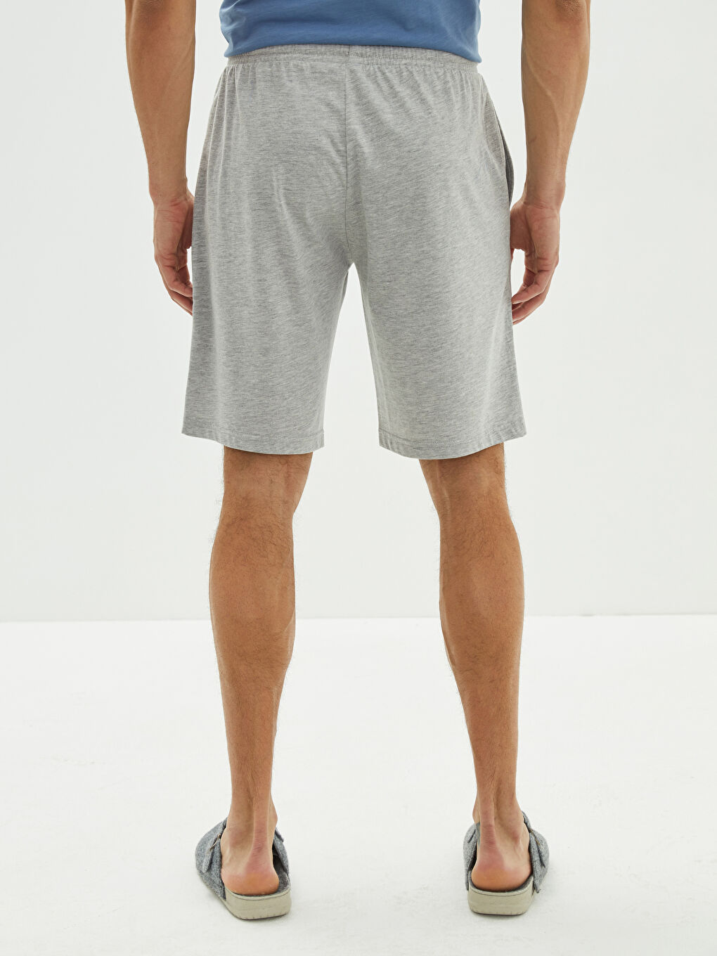 Gri Standart Kalıp Örme Erkek Şort-4