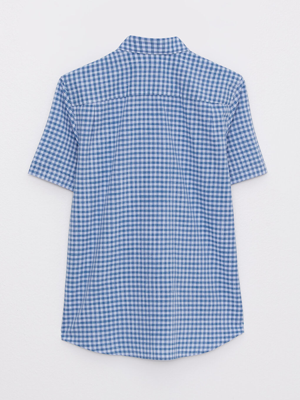 قميص بوبلين كاروهات كم قصير بقصة عادية للرجال-6