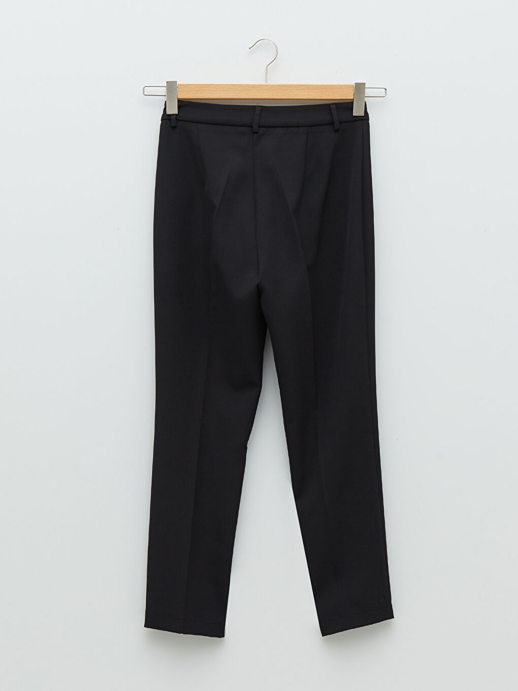 Siyah Slim Fit Düz Dobby Kumaş Kadın Pantolon-4