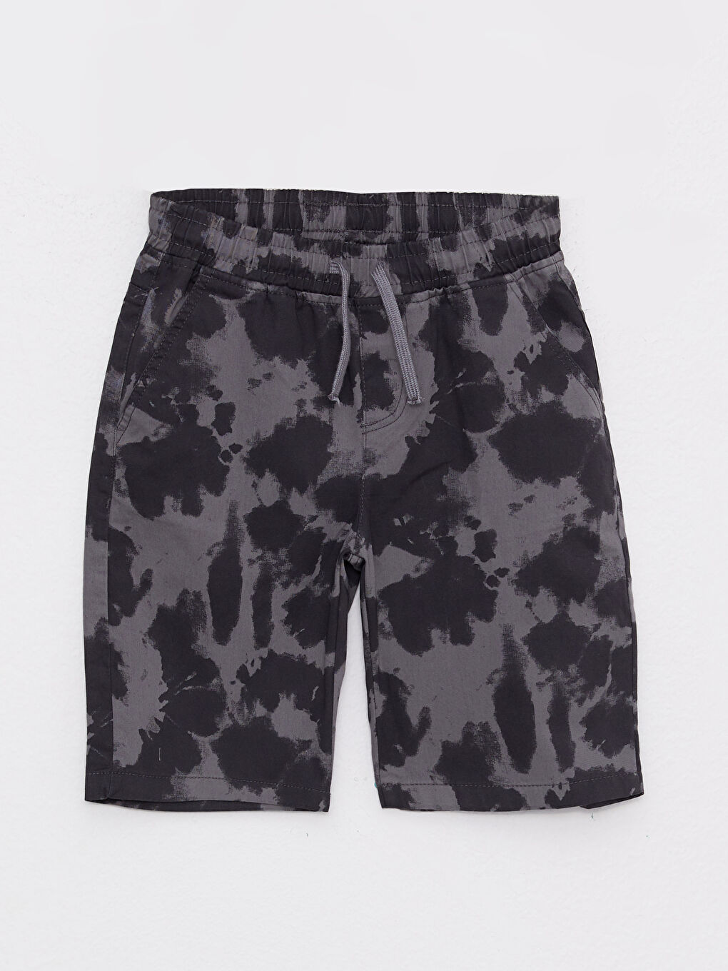 Gri Beli Lastikli Desenli Gabardin Erkek Çocuk Şort