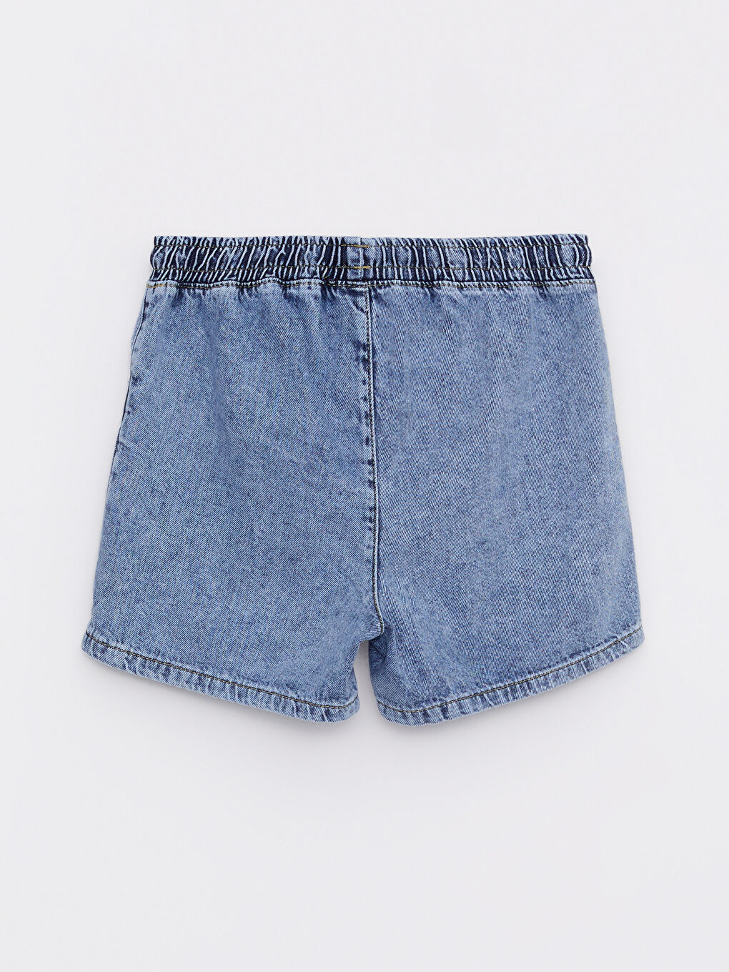 Elastic Waist Basic Cotton Girls' Denim Shorts-1