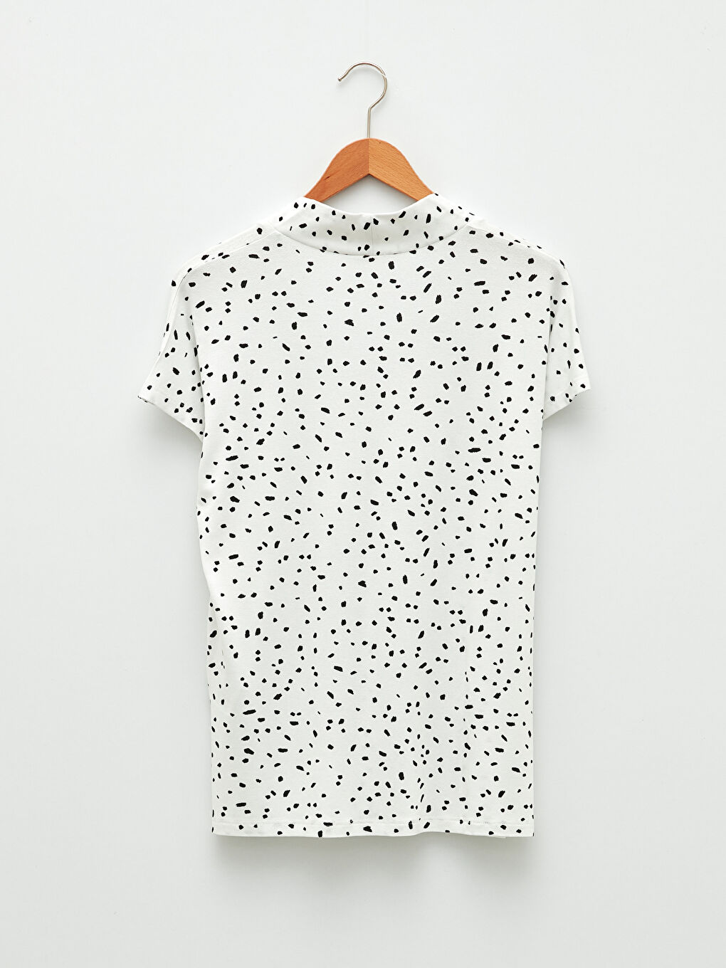 بلوزة ياقة على شكل حرف V مطبوع كم قصير كريب للسيدات-7