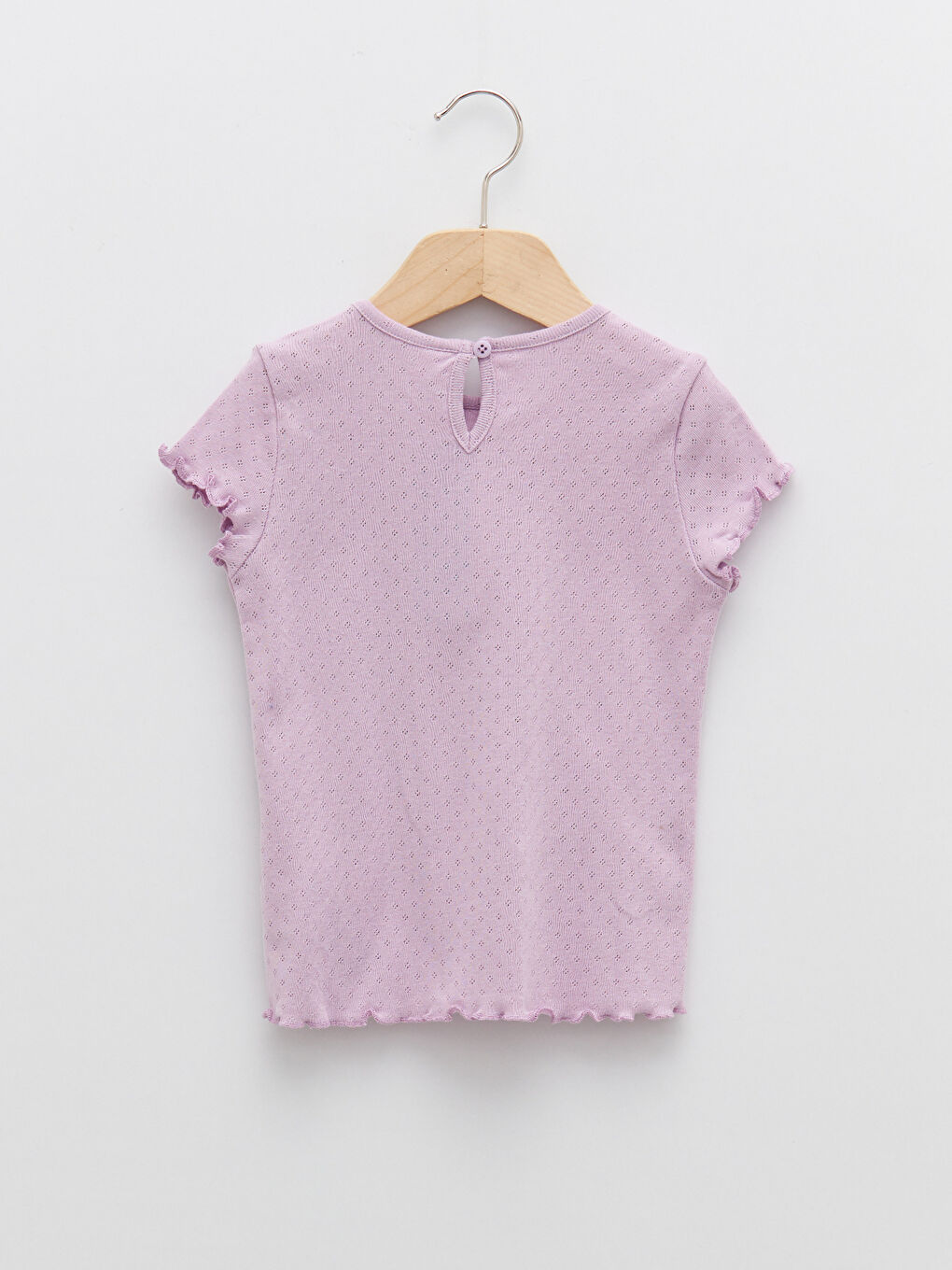 Lila Bisiklet Yaka Kısa Kol Baskılı Pamuklu Kız Bebek Tişört-1