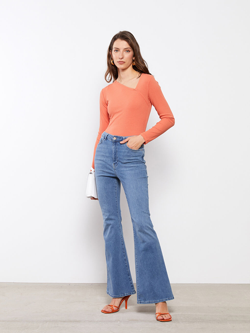 Asymmetric V-Neck Straight Long Sleeve Women's Body