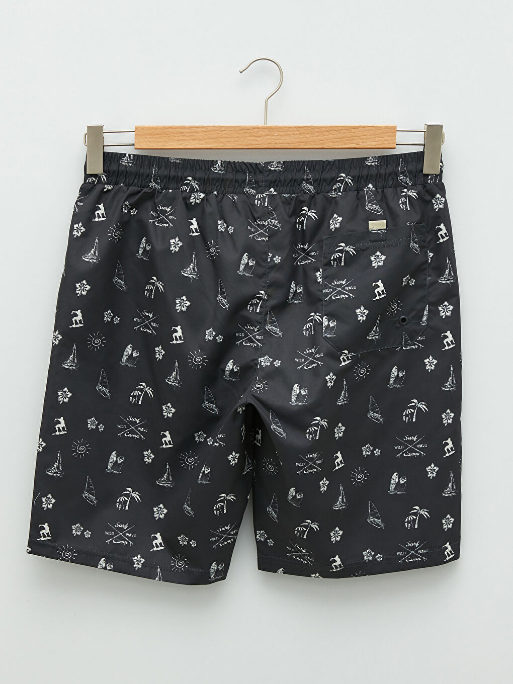 Antrasit Diz Hizası Boy Baskılı Erkek Deniz Şortu-6