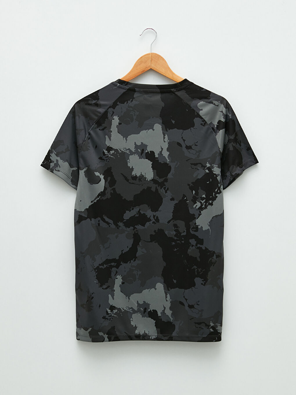 Gri Bisiklet Yaka Kısa Kollu Desenli Erkek Spor Tişört-6