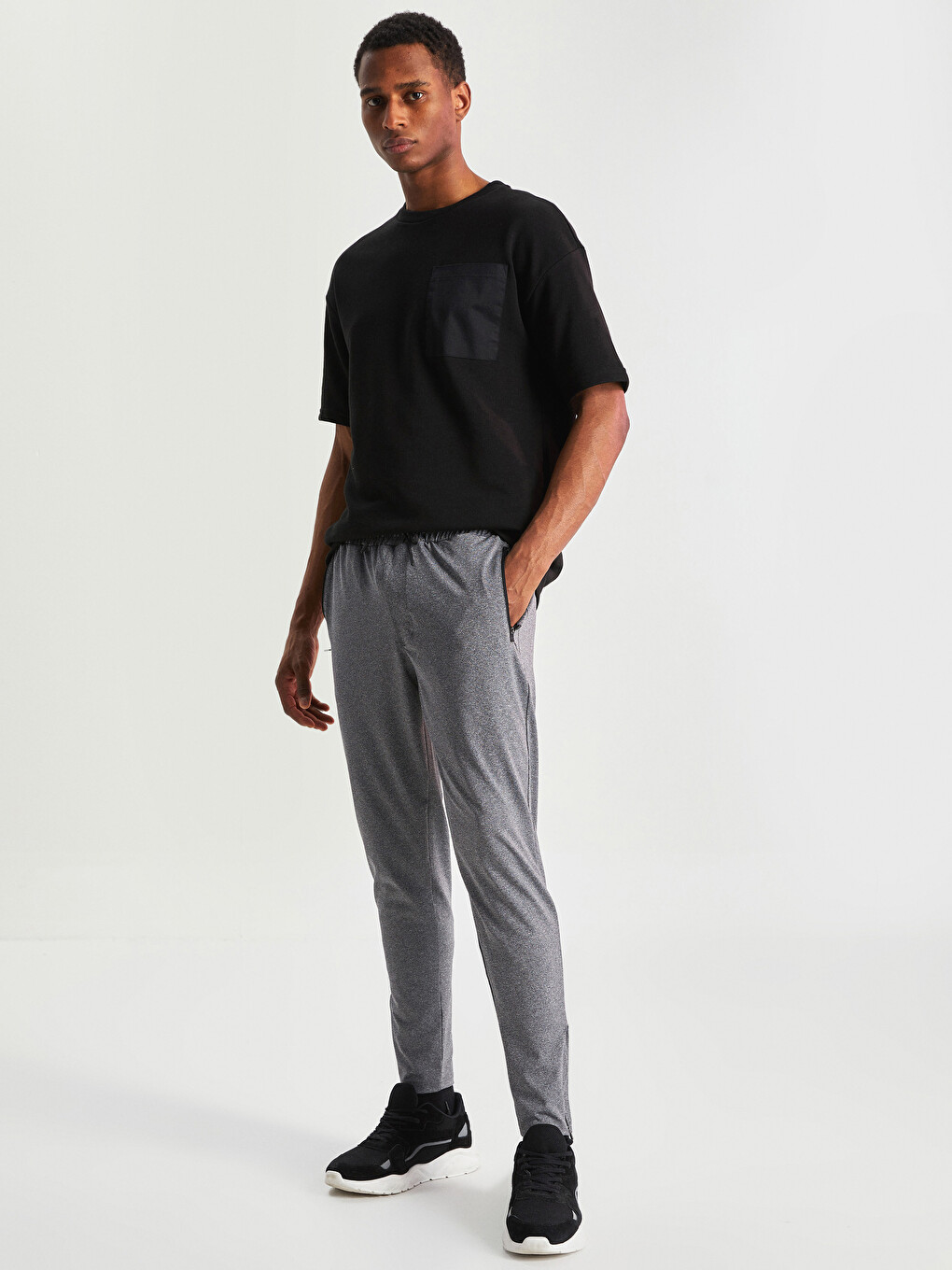 Gri Slim Fit Erkek Jogger Eşofman Altı-1