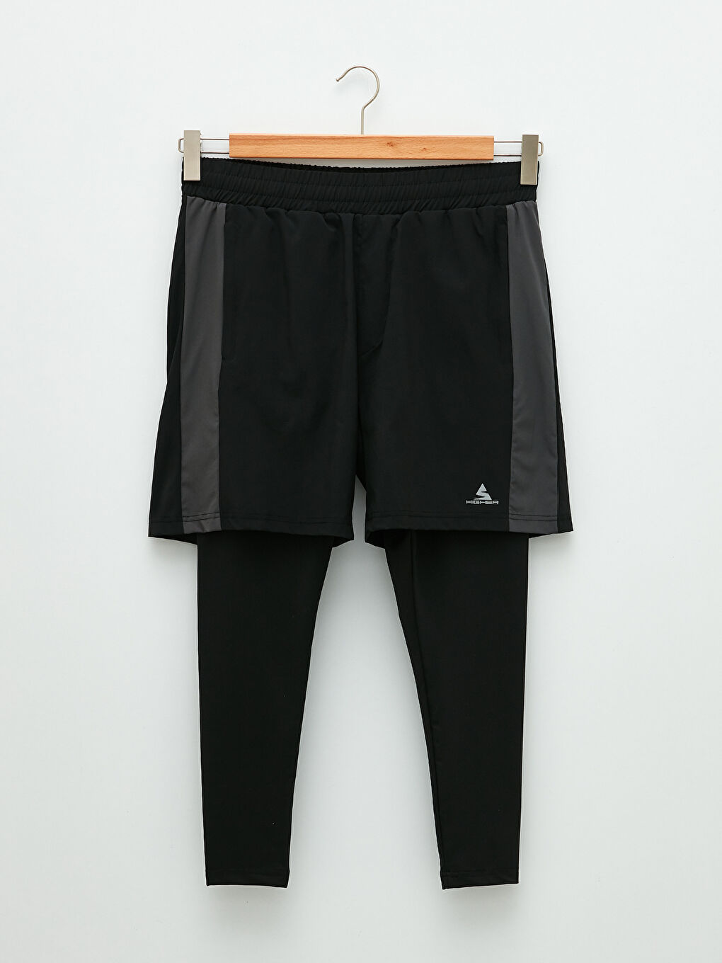 Siyah Slim Fit Erkek Spor Taytlı Şort-5