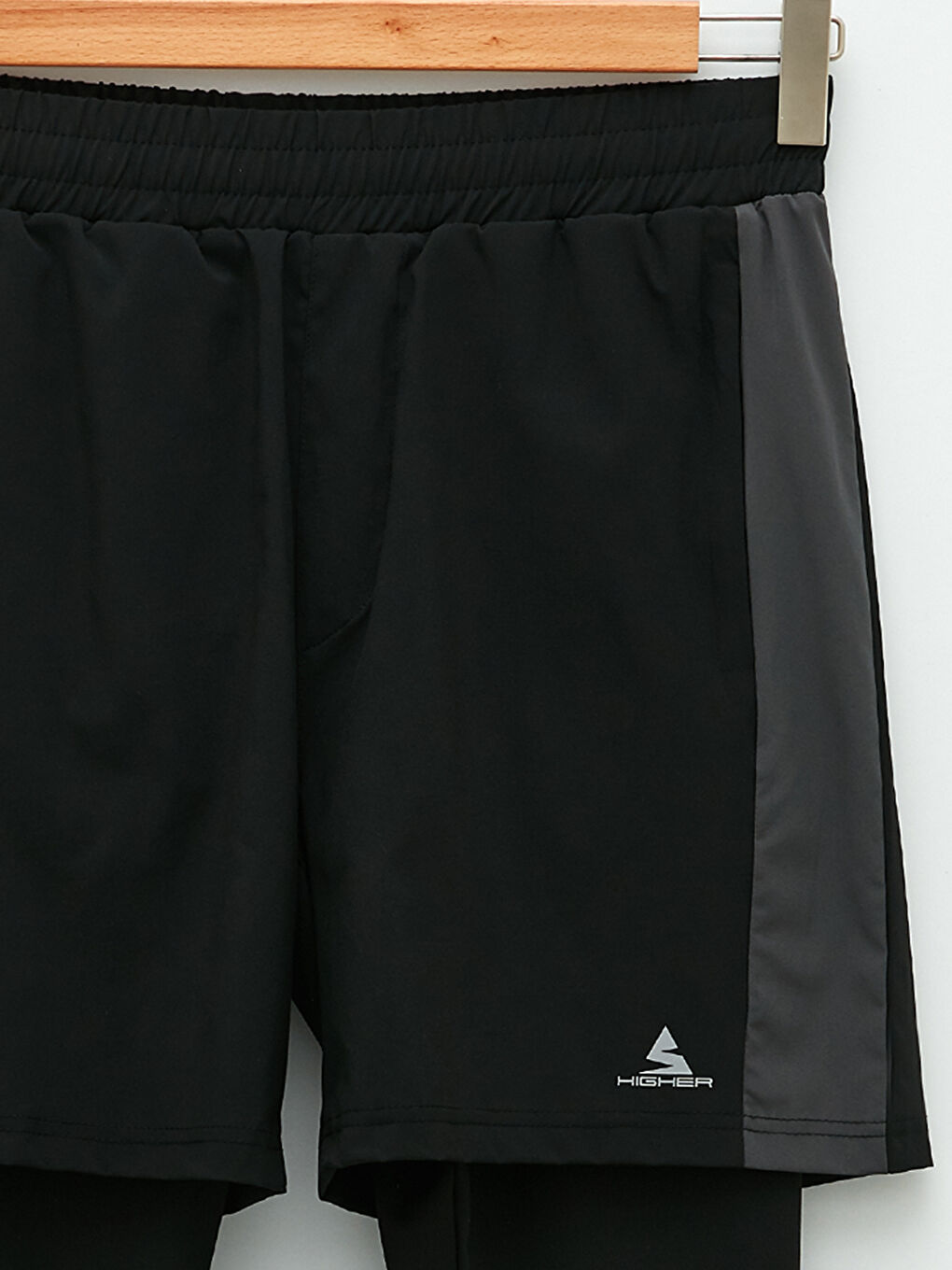 Siyah Slim Fit Erkek Spor Taytlı Şort-7