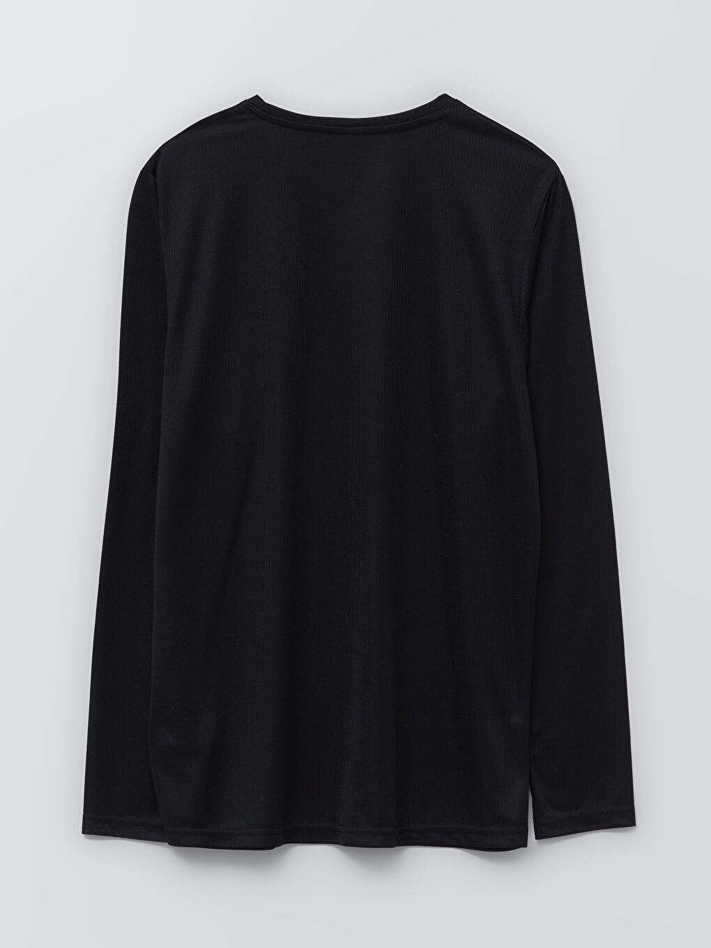 Siyah Bisiklet Yaka Uzun Kollu Erkek Spor Tişört-6