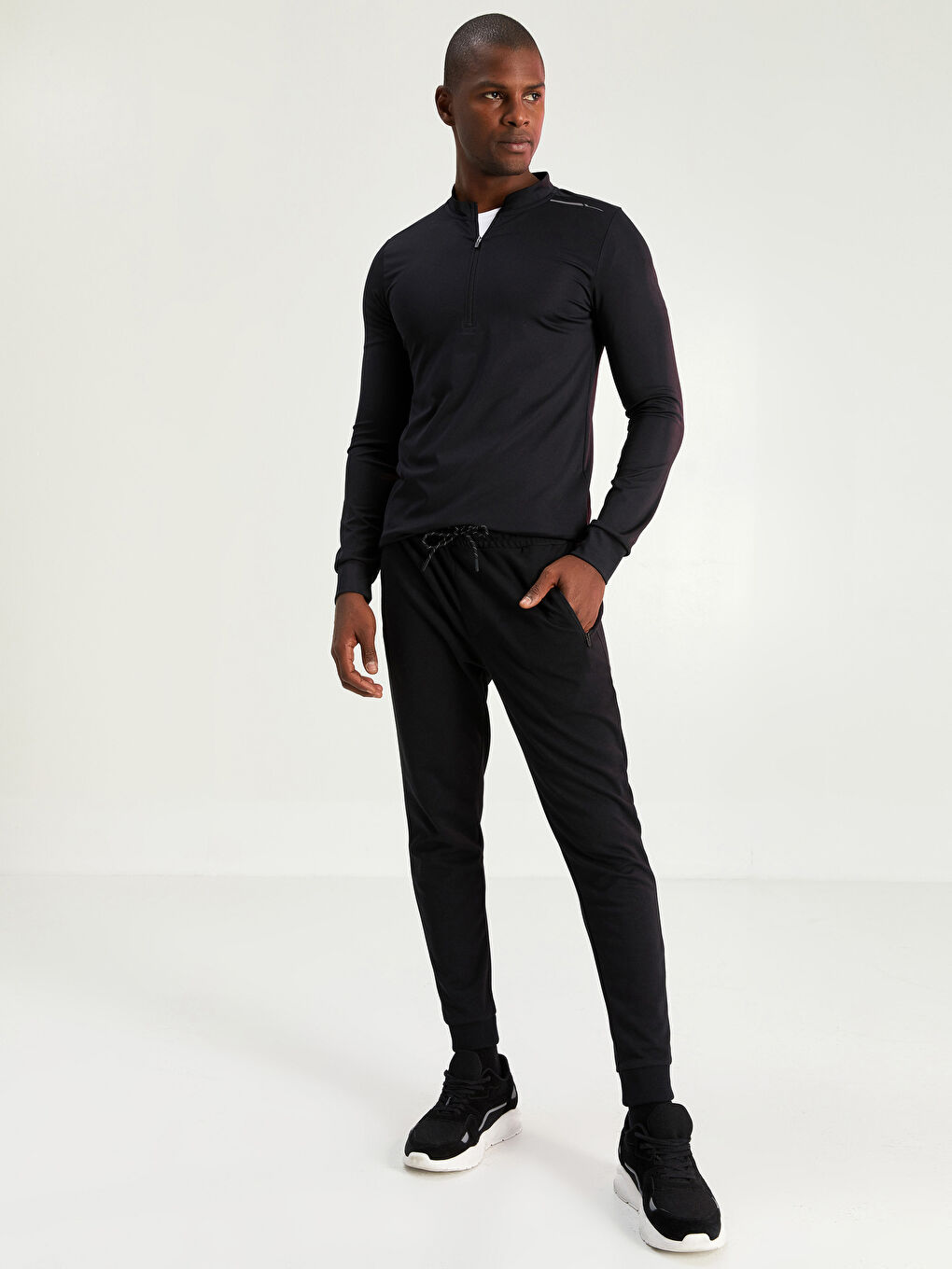 Siyah Standart Kalıp Aktif Spor Erkek Eşofman Altı-1