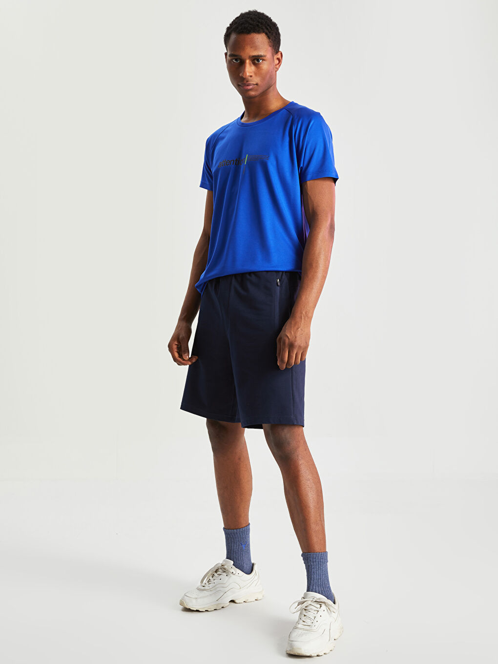 Lacivert Standart Kalıp Erkek Spor Şort-1