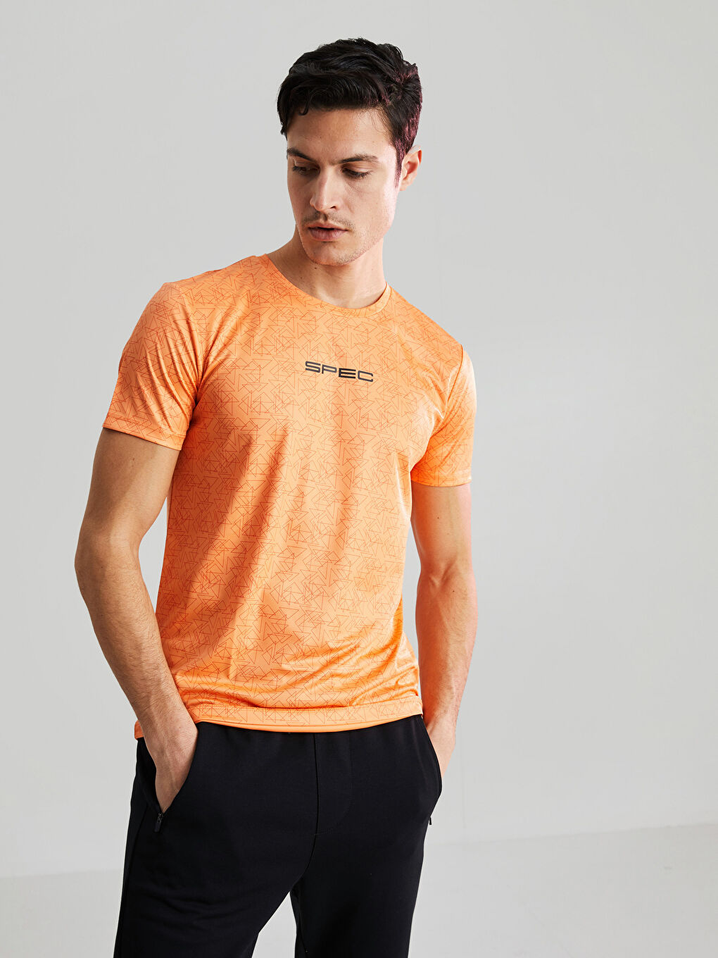 XSIDE ACTIVE Mercan Bisiklet Yaka Kısa Kollu Baskılı Aktif Spor Erkek Tişört