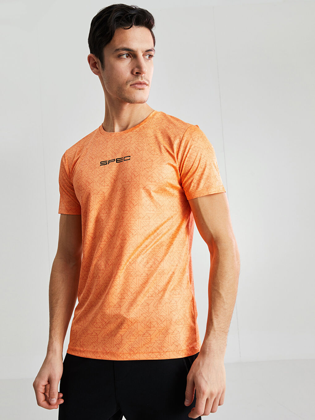 XSIDE ACTIVE Mercan Bisiklet Yaka Kısa Kollu Baskılı Aktif Spor Erkek Tişört - 1