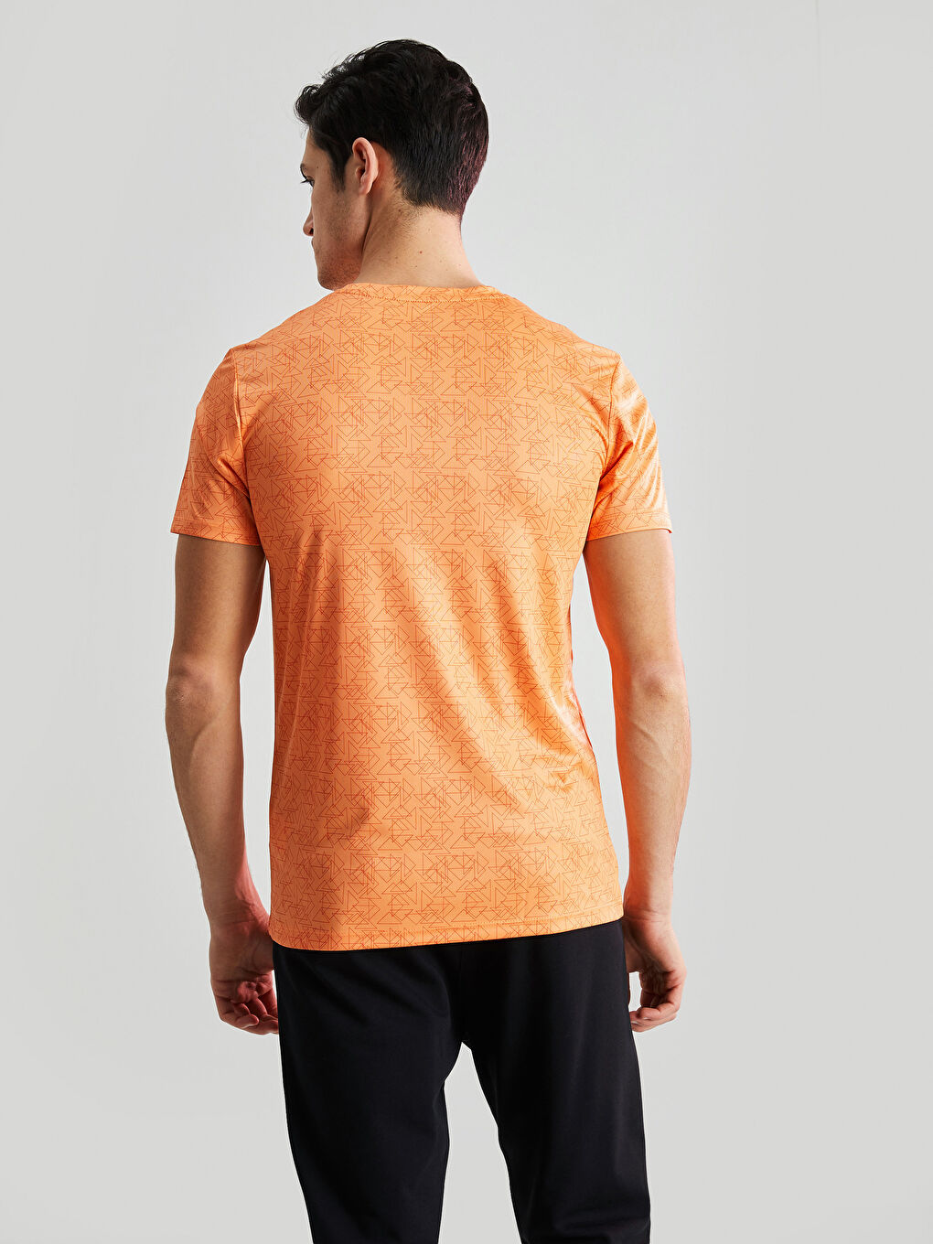 XSIDE ACTIVE Mercan Bisiklet Yaka Kısa Kollu Baskılı Aktif Spor Erkek Tişört - 4
