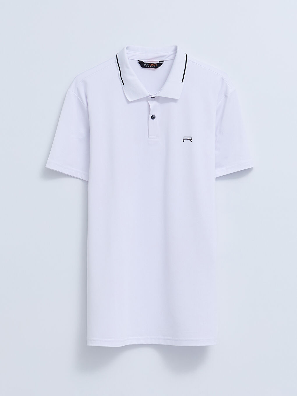Beyaz Polo Yaka Kısa Kollu Erkek Spor Tişört-5