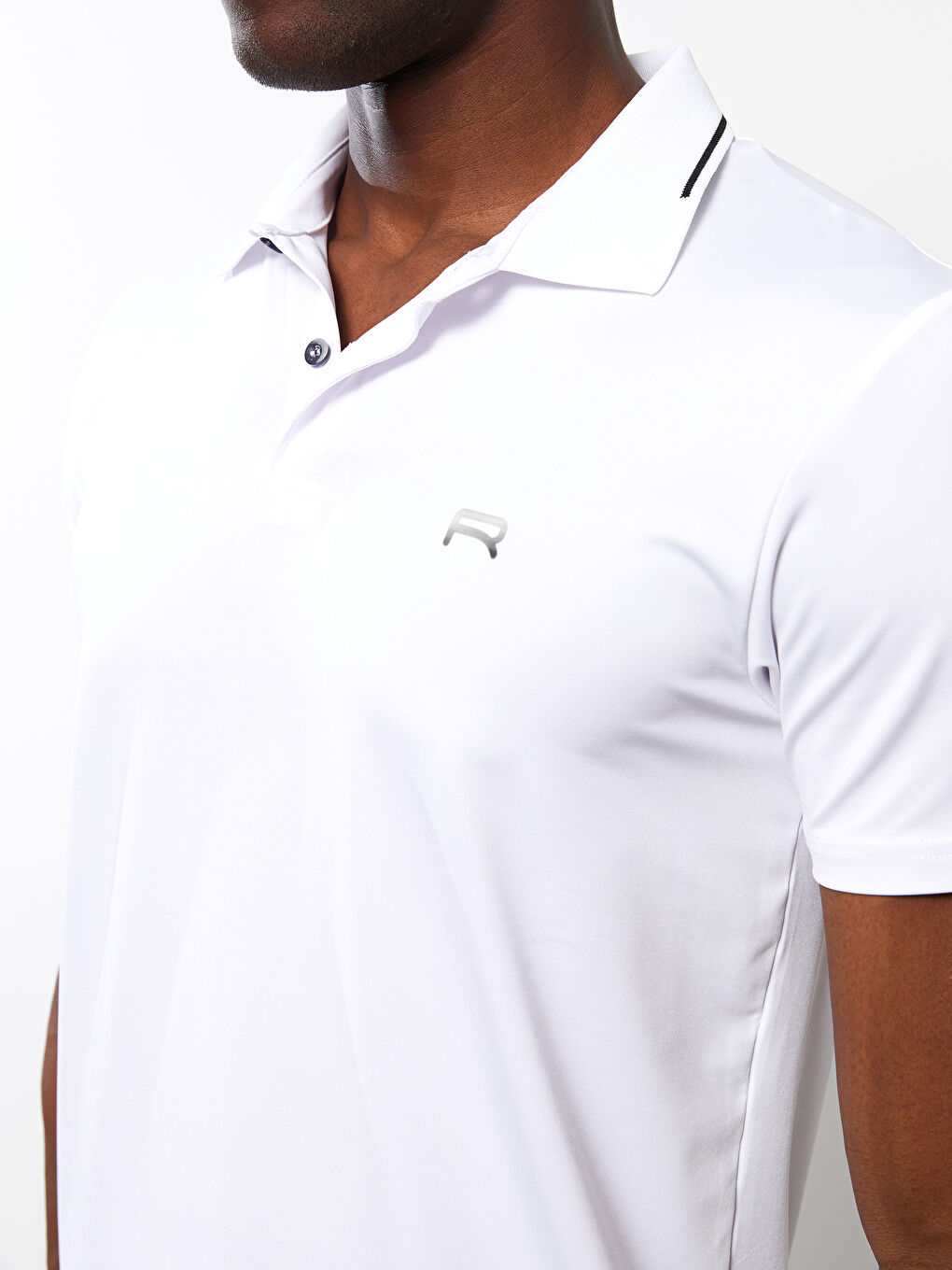 Beyaz Polo Yaka Kısa Kollu Erkek Spor Tişört-3