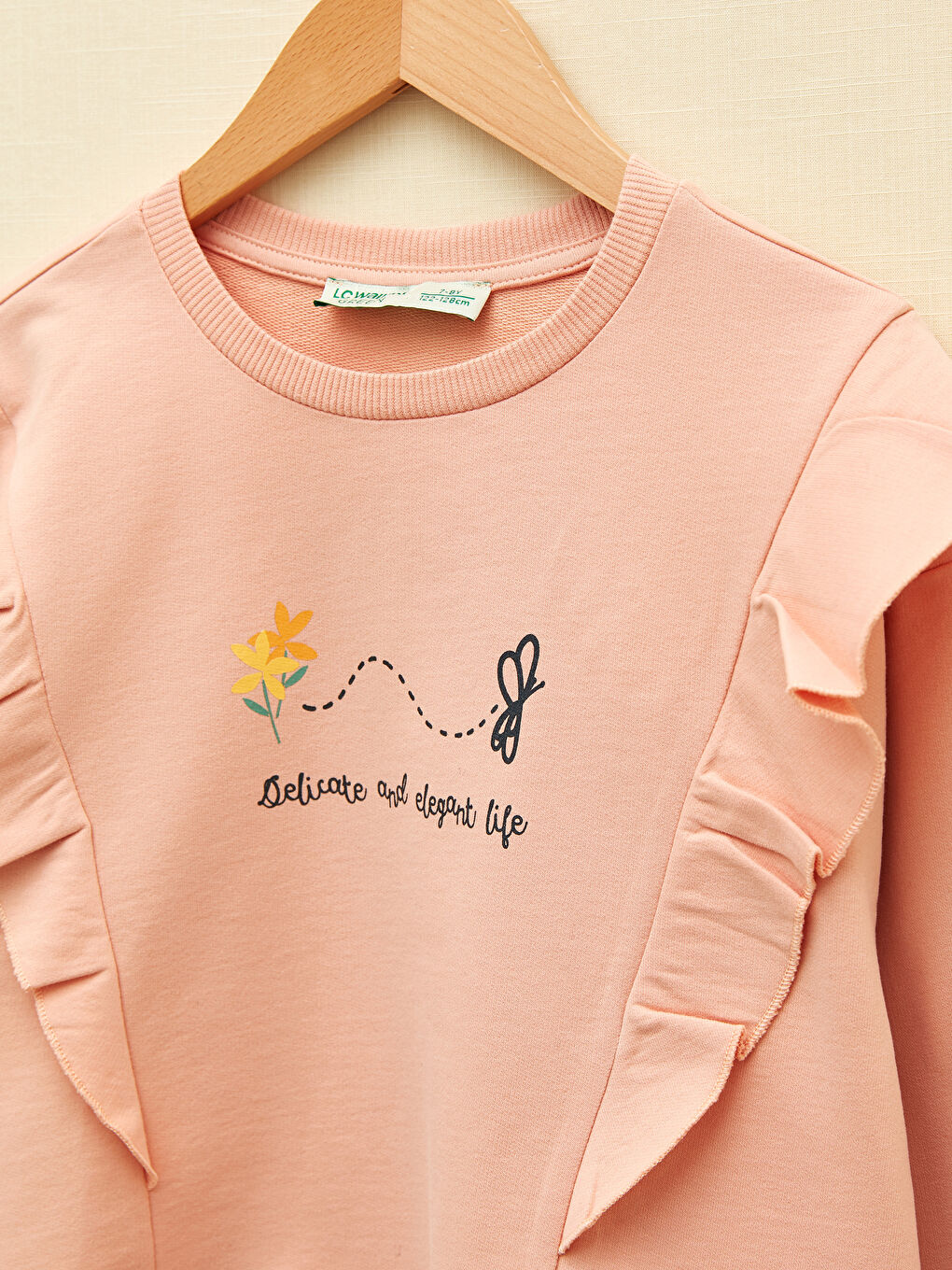 سويت شيرت كم طويل مطبوع بياقة دائرية للبنات-2