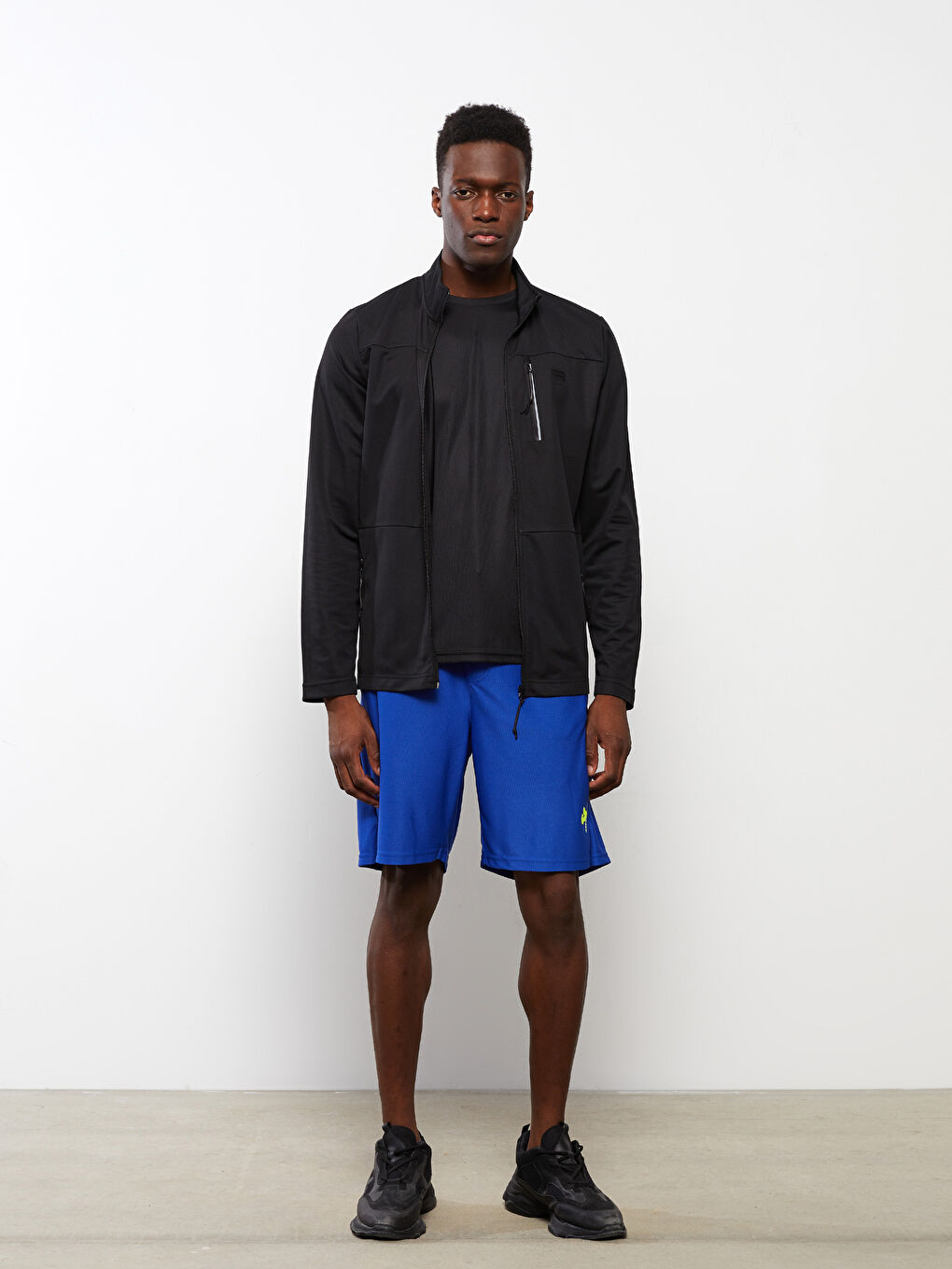 سويت شيرت بسحاب كم طويل بياقة قمع للرجال