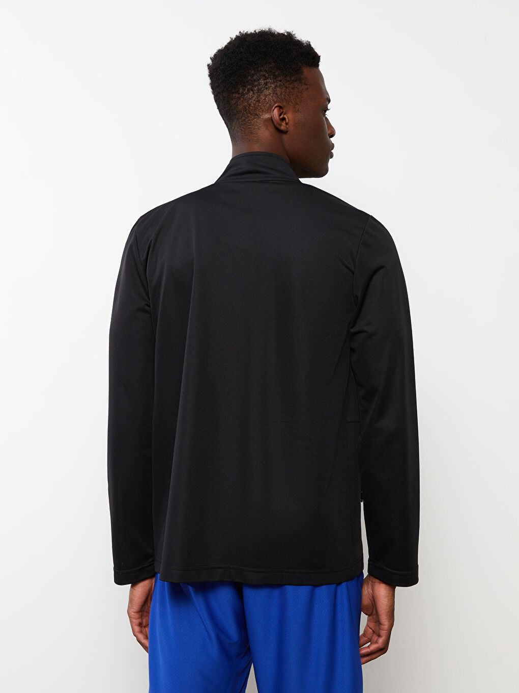 سويت شيرت بسحاب كم طويل بياقة قمع للرجال-4