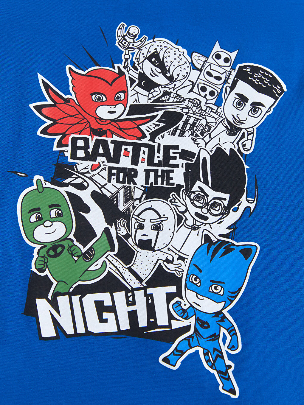 Mavi Bisiklet Yaka Pijamaskeliler Baskılı Kısa Kollu Pamuklu Erkek Çocuk Tişört-2