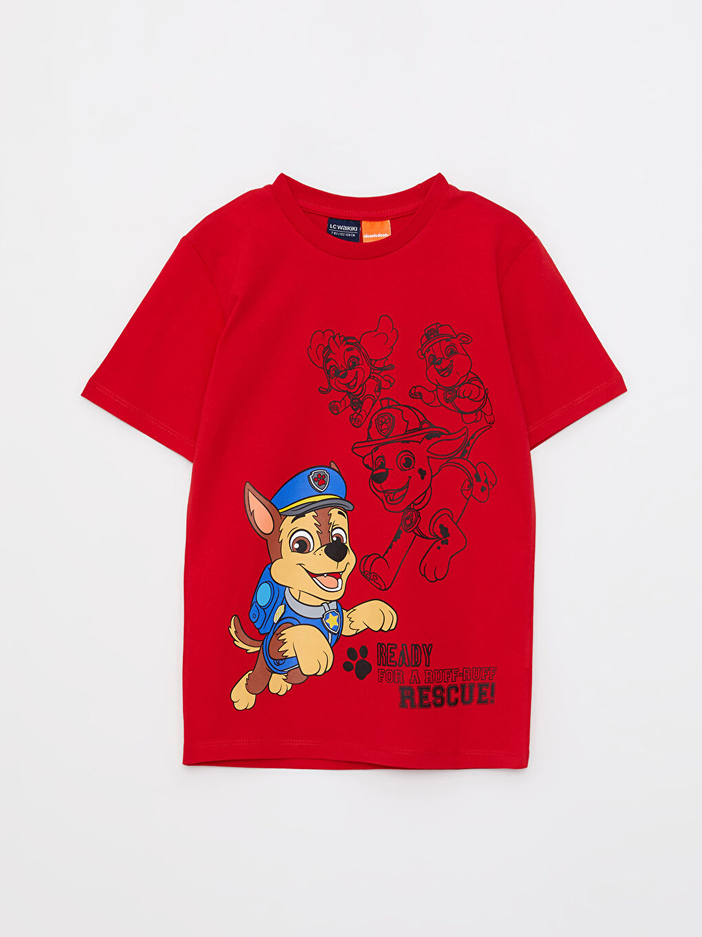 Crew Neck Paw Patrol Printed Short Sleeve Cotton Boy T-Shirt