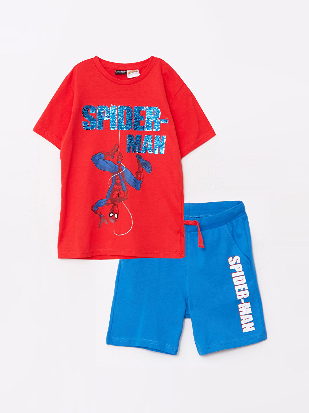 Crew Neck Spider-Man Printed Short Sleeve Boys' T-Shirt and Shorts