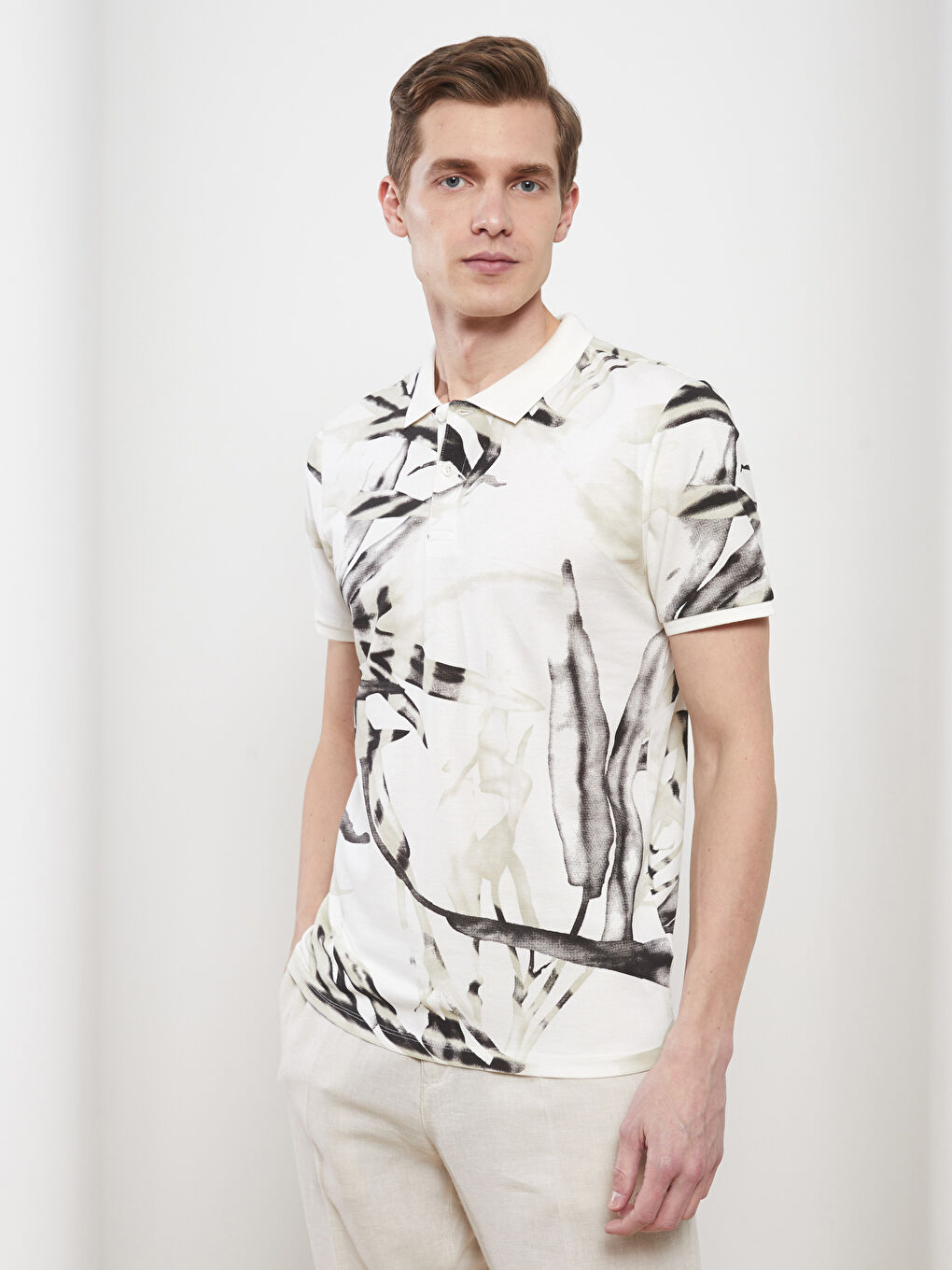 LCW Vision Polo Neck Short Sleeve Patterned Pique Men's T-Shirt -S2CF33Z8-LQB