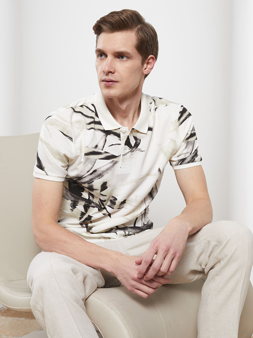 LCW Vision Polo Neck Short Sleeve Patterned Pique Men's T-Shirt -S2CF33Z8-LQB