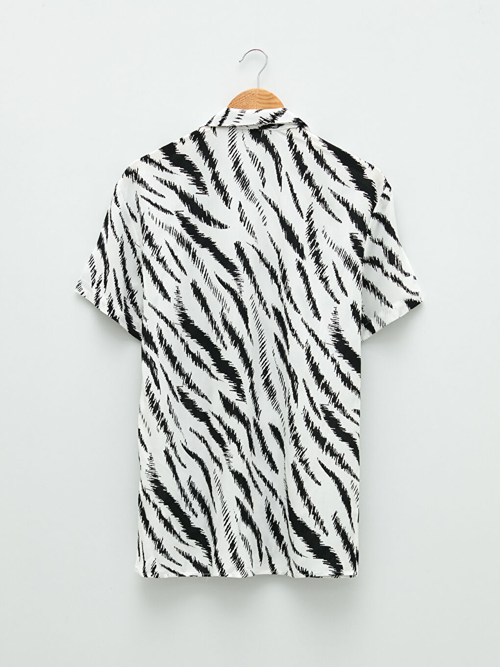 Beyaz Regular Fit Kısa Kollu Viskon Erkek Gömlek-6