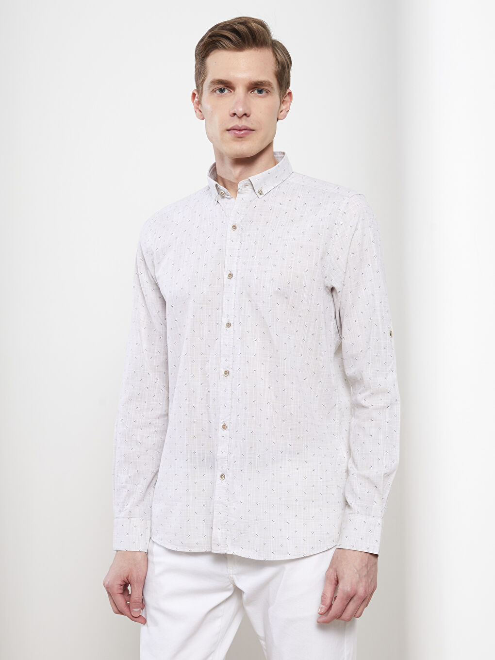 Regular Fit Long Sleeve Patterned Men's Shirt-2