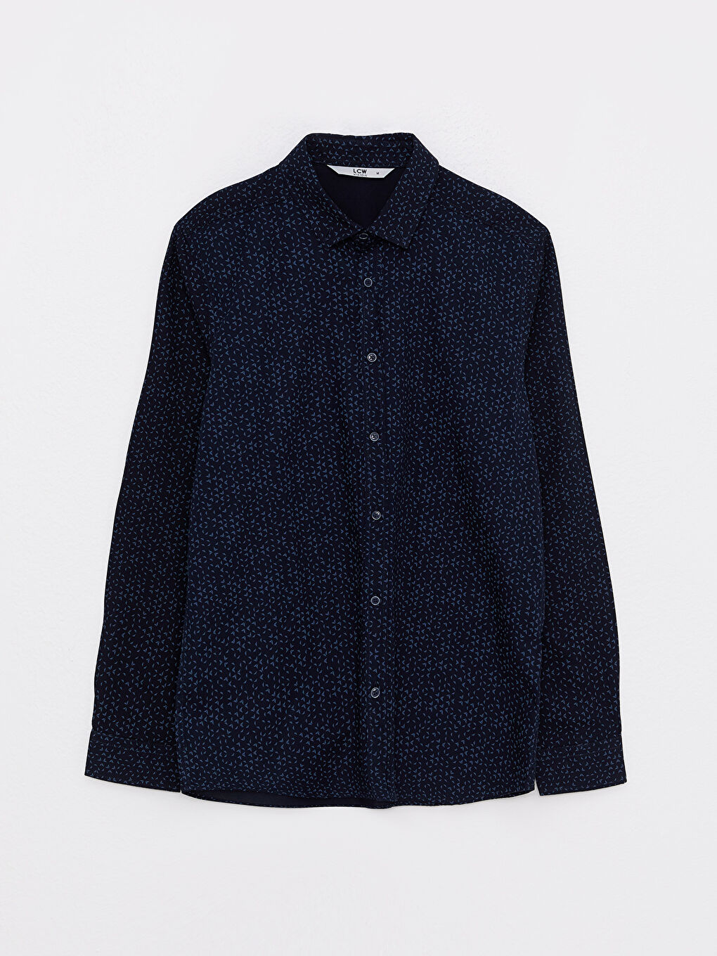 Lacivert Regular Fit Uzun Kollu Desenli Erkek Gömlek-6