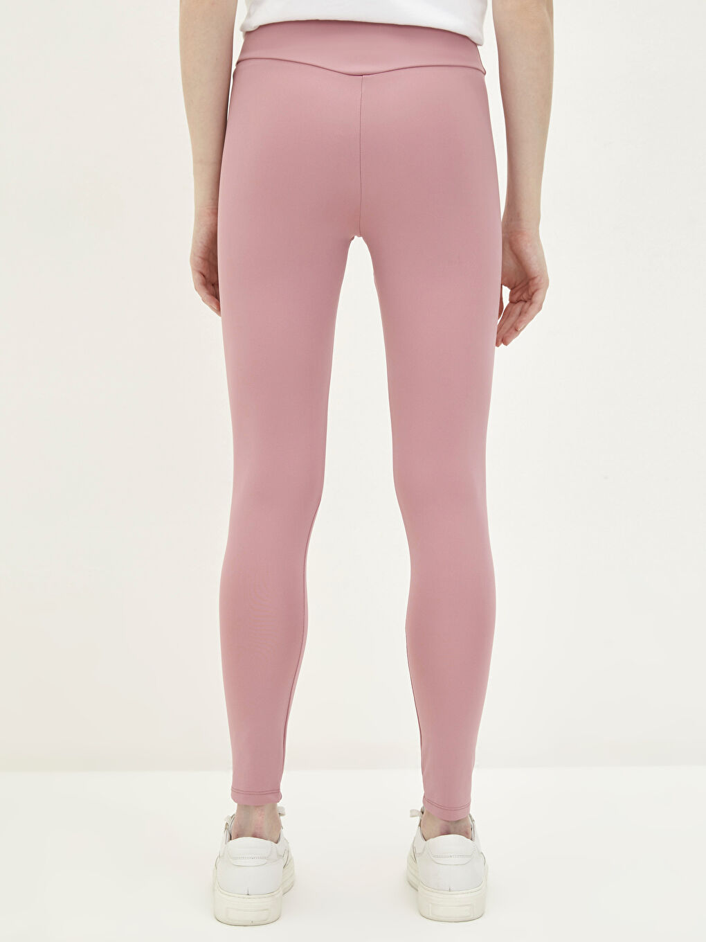 Pembe Kadın Beli Lastikli Düz İçlik Tayt-4