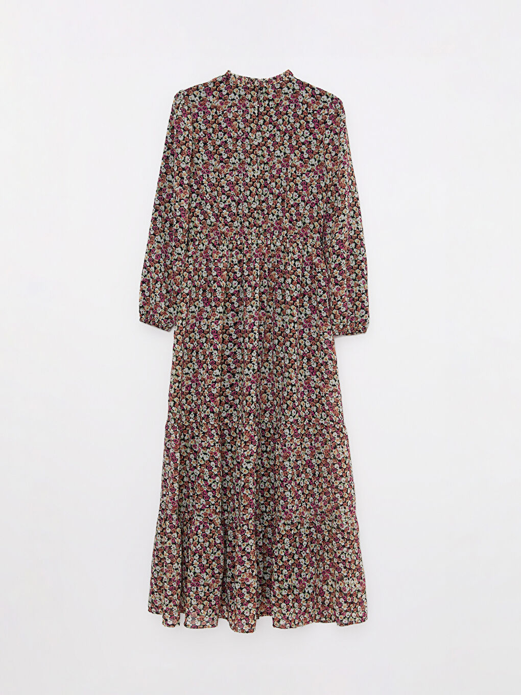 LC Waikiki Ruffle Turtle Neck Patterned Long Sleeve Chiffon Women's Dress -S2CF57Z8-F9C