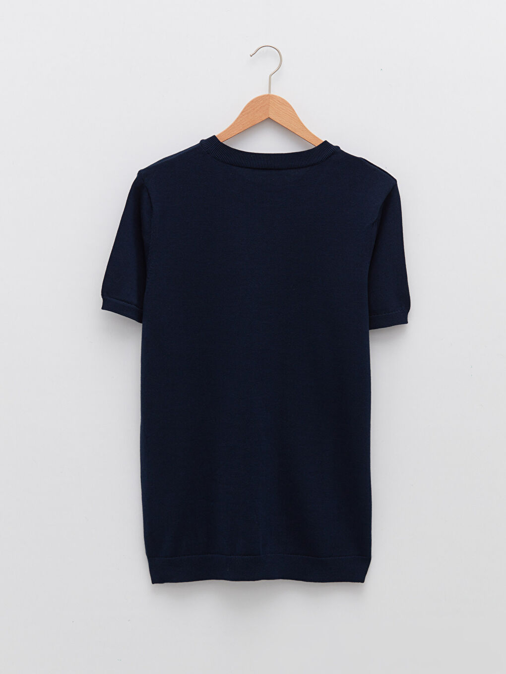 Lacivert Bisiklet Yaka Kısa Kollu Erkek Triko Kazak-6