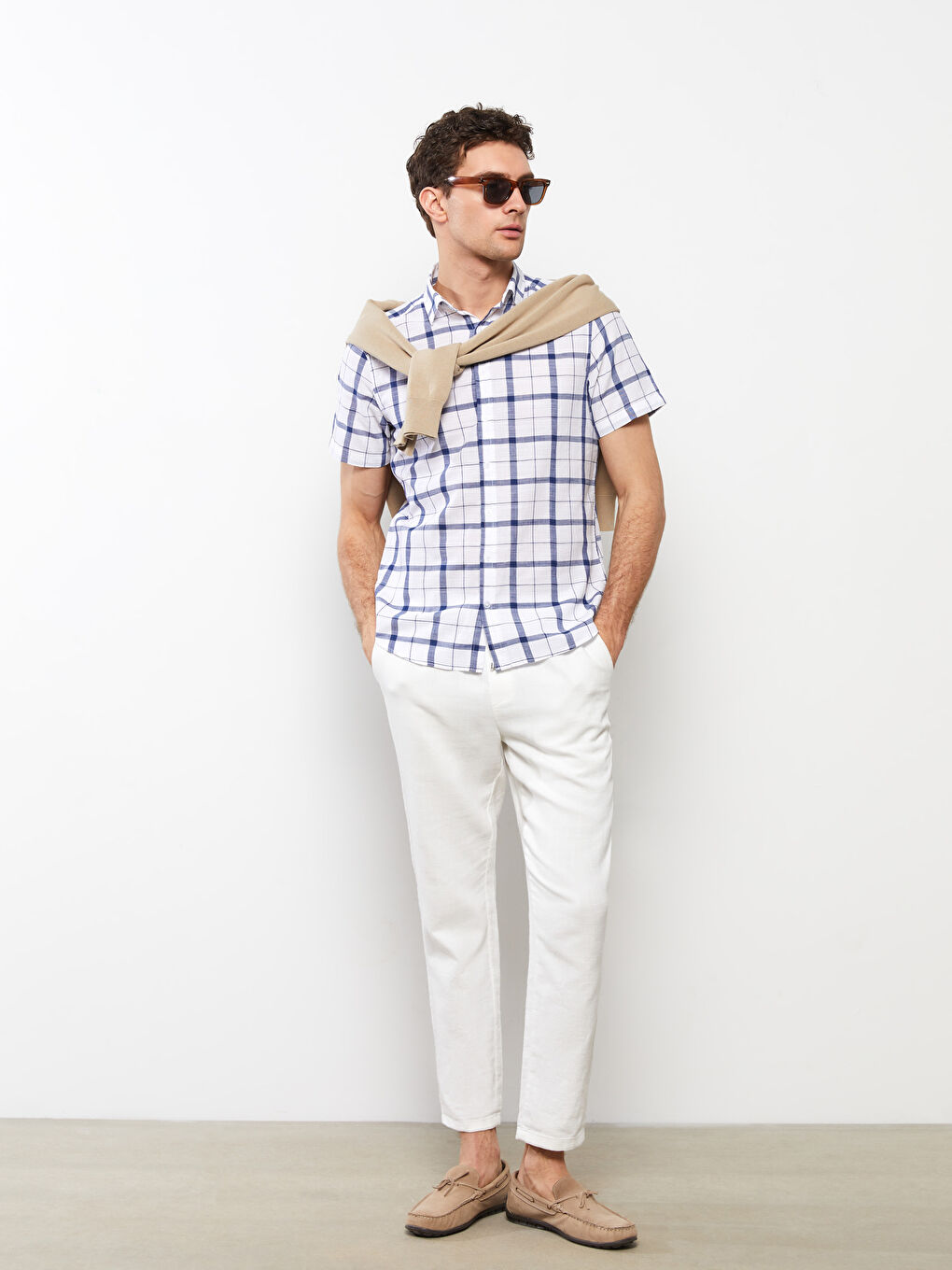 Slim Fit Short Sleeve Plaid Men's Shirt -S2CF77Z8-LPT