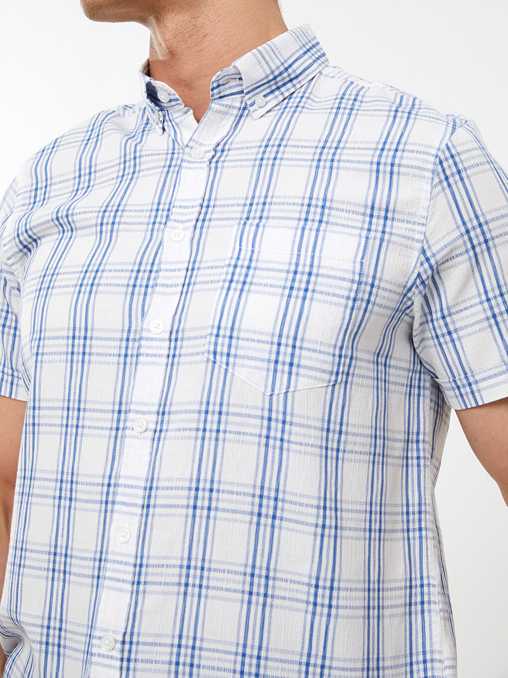 Regular Fit Short Sleeve Plaid Men's Shirt -S2CF78Z8-LMR