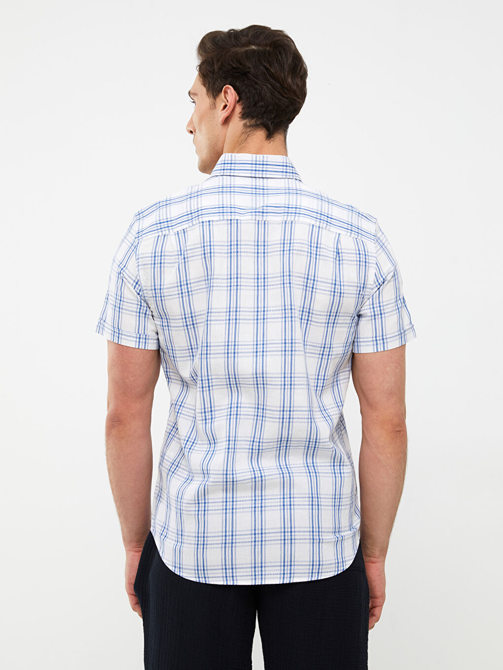 Regular Fit Short Sleeve Plaid Men's Shirt -S2CF78Z8-LMR