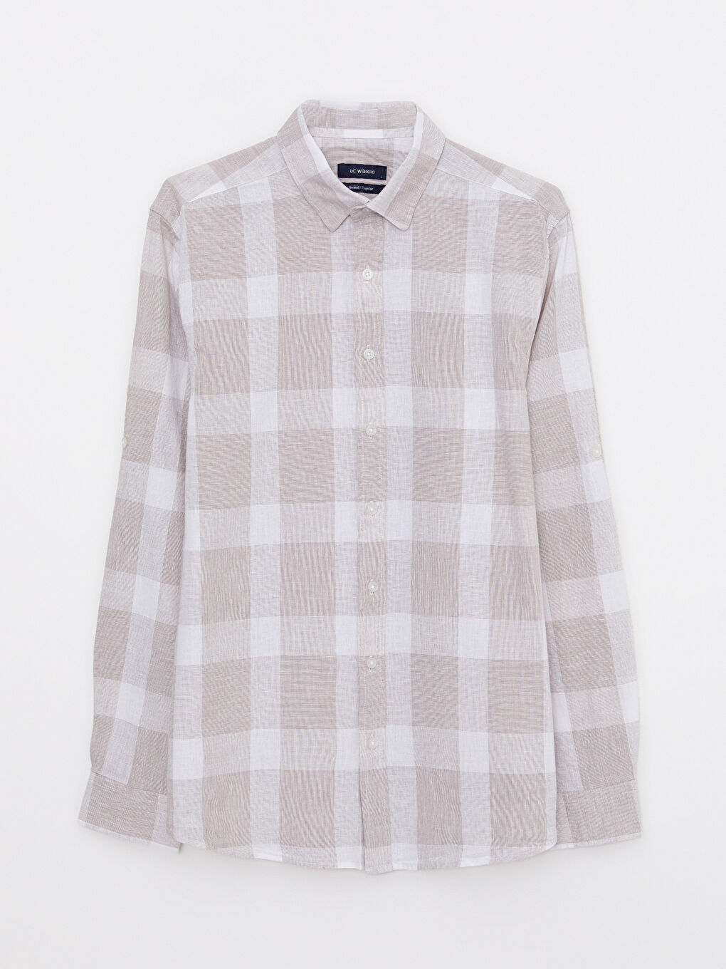 Regular Fit Long Sleeve Plaid Men's Shirt-5