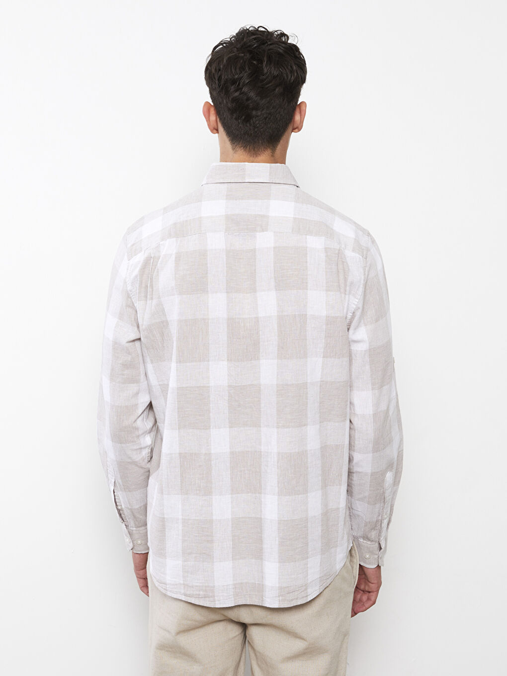 Regular Fit Long Sleeve Plaid Men's Shirt-4