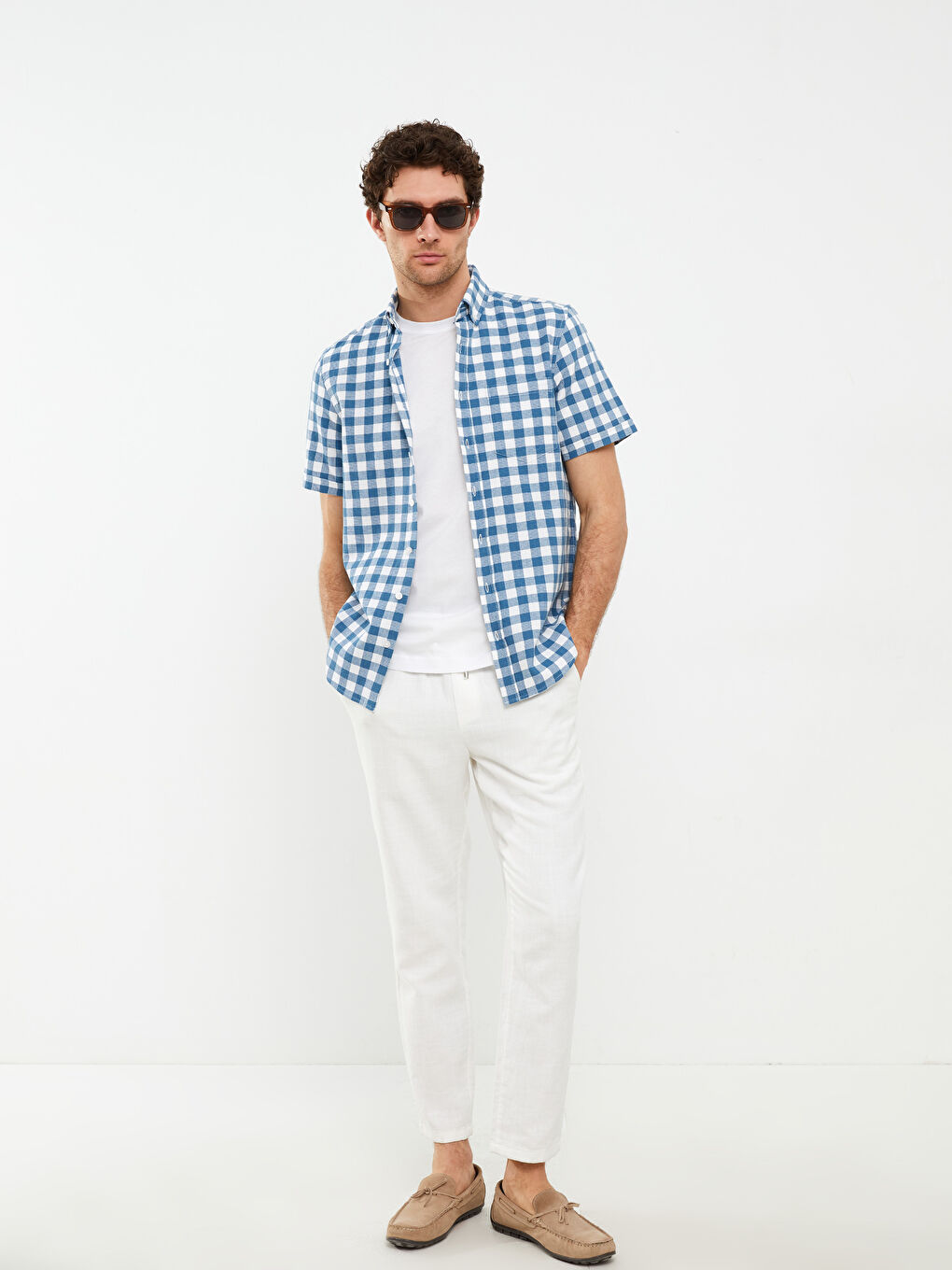 LCWAIKIKI Classic Regular Fit Short Sleeve Plaid Men's Shirt -S2CF84Z8-LNK