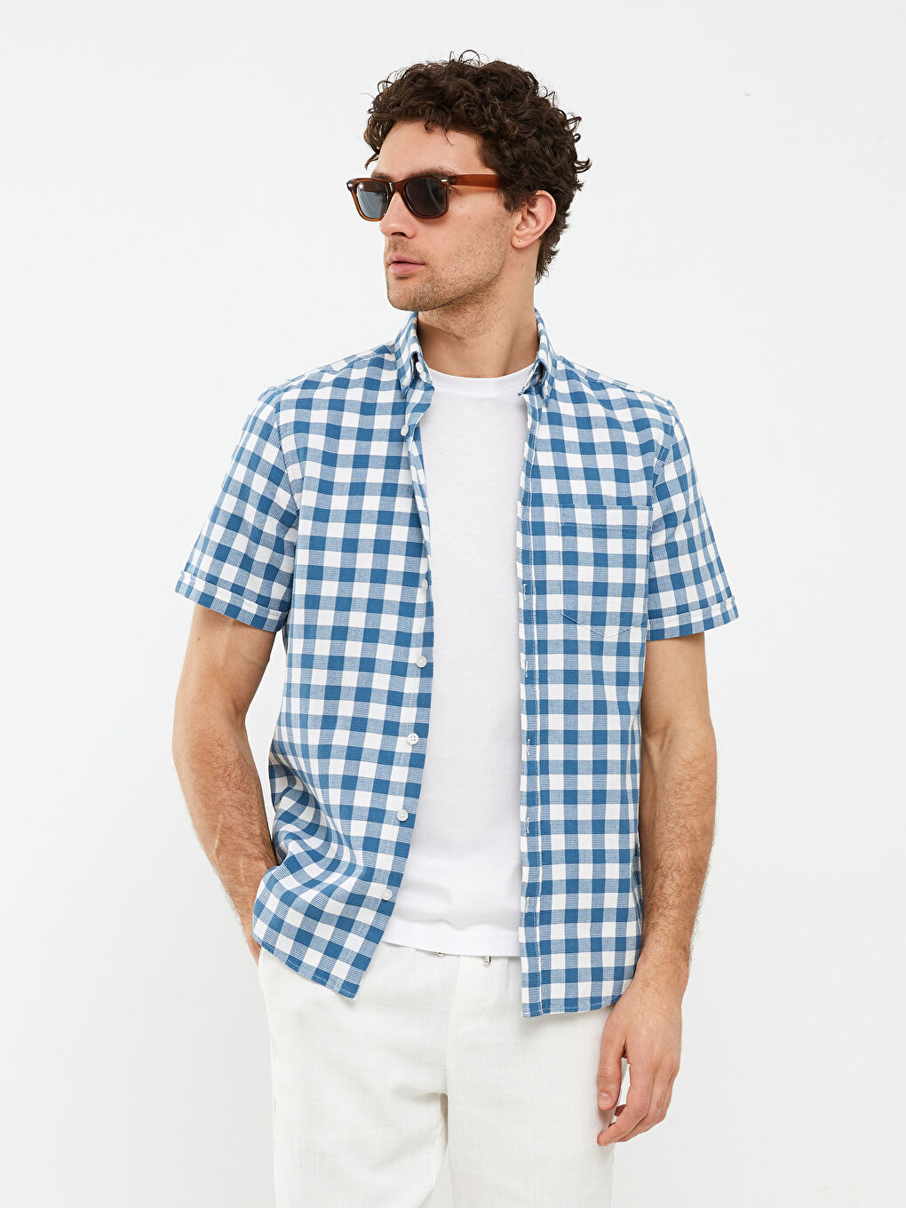 LCWAIKIKI Classic Regular Fit Short Sleeve Plaid Men's Shirt -S2CF84Z8-LNK