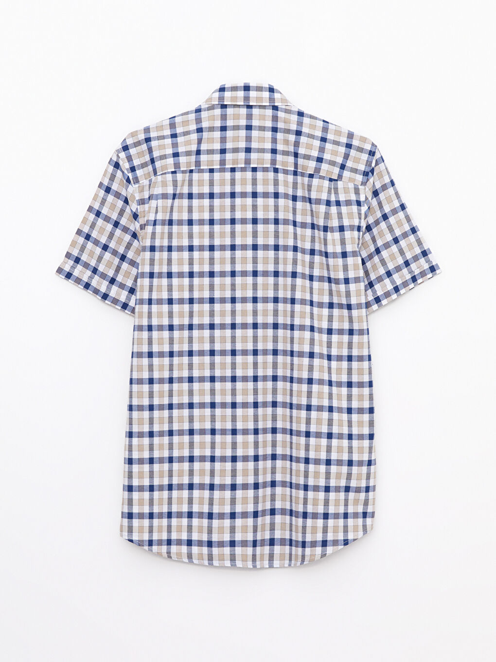 Рубашка мужская оксфордская в клетку стандартного кроя с короткими рукавами-7