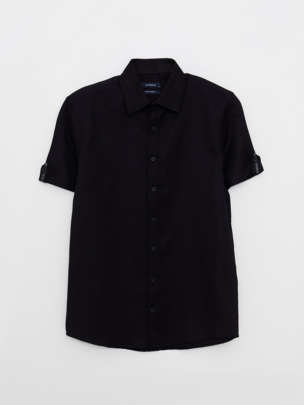 Siyah Regular Fit Kısa Kollu Erkek Gömlek-5