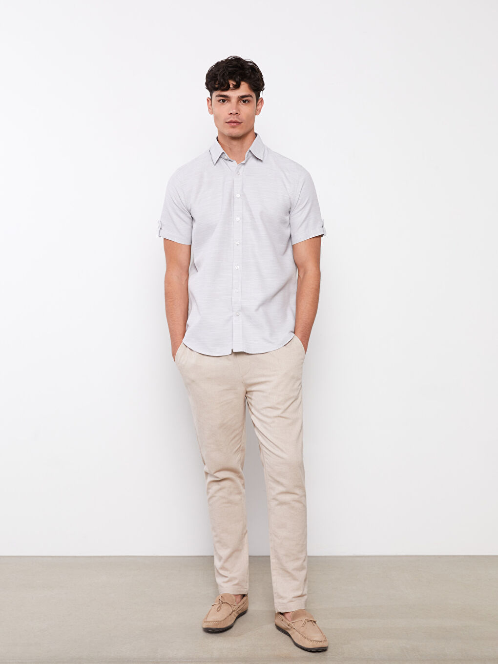 Haki Regular Fit Kısa Kollu Erkek Gömlek